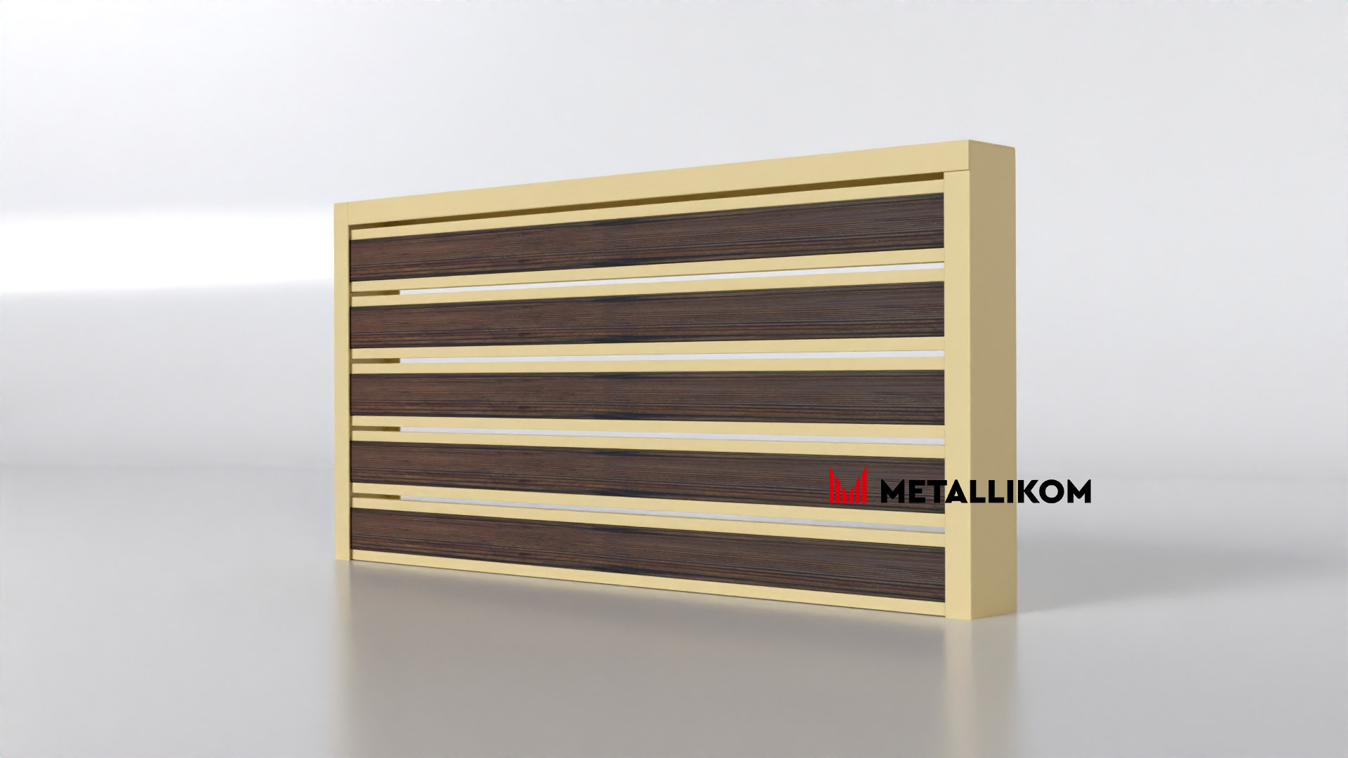 Планкен для забора Printec под дерево 120 mm RAL 1014 – покрытие матовое, толщина 0,45 мм