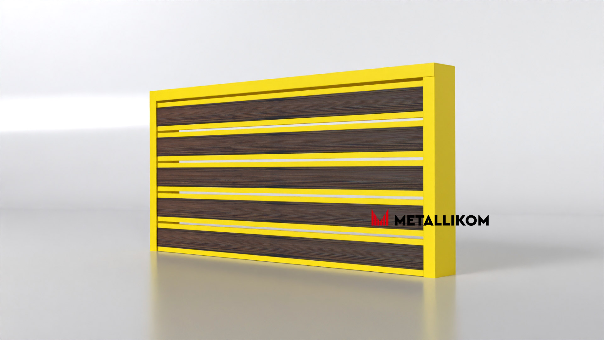 Планкен для забора Printec под дерево 120 mm RAL 1018 – покрытие полиэстер, толщина 0,45 мм